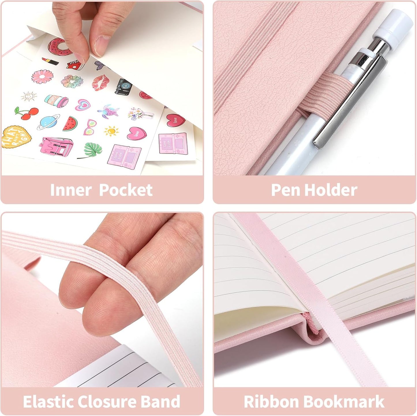 Thboxes 80 Sheets Lined Journal Notebook, 5.7" X 8.3" Hardcover Executive Notebook for Student Worker Women Men, Notepads Journals for Writing Travel & Organization, Nurses Week Gifts, Pink