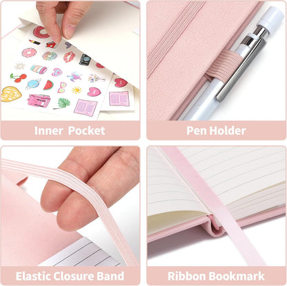 Thboxes 80 Sheets Lined Journal Notebook, 5.7" X 8.3" Hardcover Executive Notebook for Student Worker Women Men, Notepads Journals for Writing Travel & Organization, Nurses Week Gifts, Pink