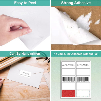 MFLABEL Half Sheet Shipping Labels - 200 Self Adhesive Sticker Sheets for Laser & Inkjet Printers, Waterproof & Smudge-Free, with 12 Free Fragile Labels for Packaging, Shipping and Crafting - Colors A