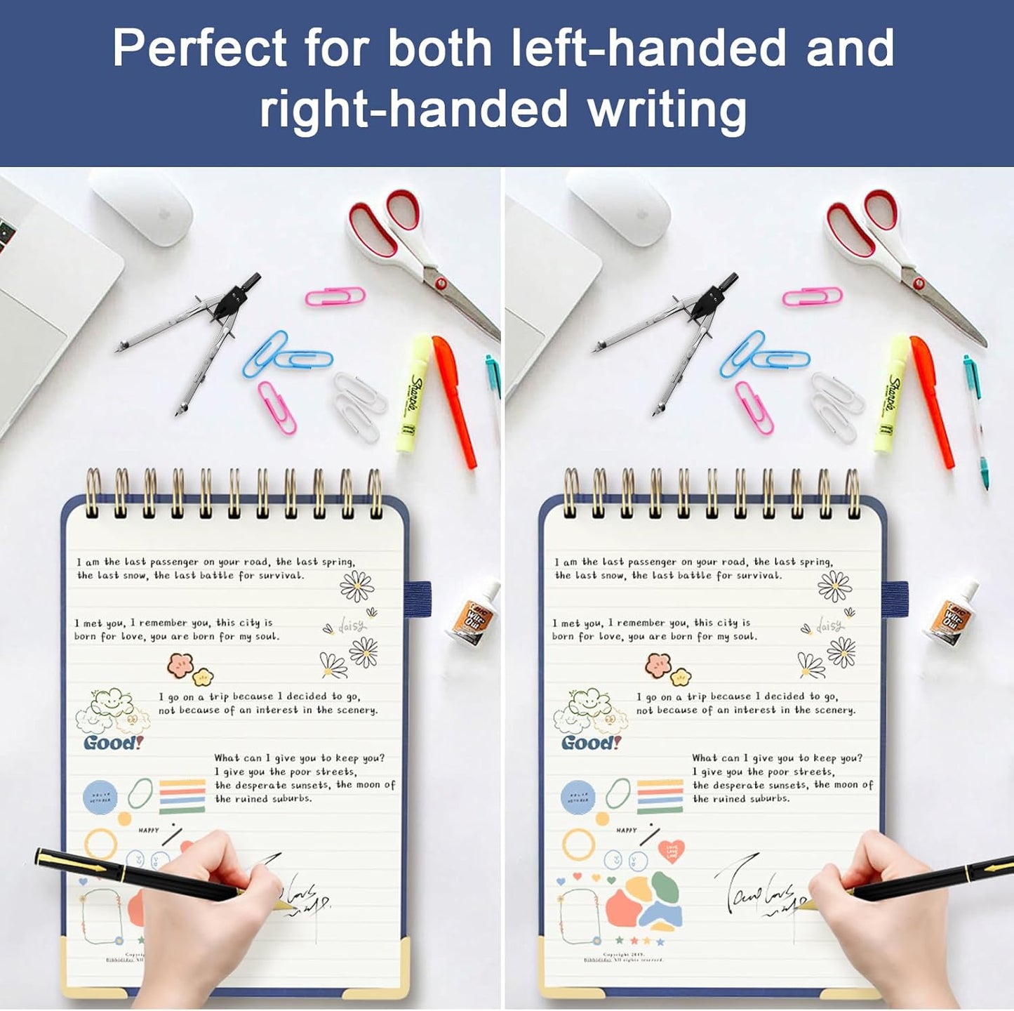A5 Top Spiral Notebook, Large Leather Hardcover Top Bound Steno Pads, 240 Pages 100 gsm Thick Lined Paper Left Handed Notebook Journal for Work, School, Meeting Writing - Brown, 5.9" x 8.5"