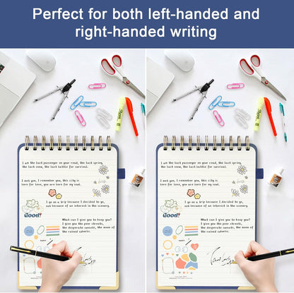 A5 Top Spiral Notebook, Large Leather Hardcover Top Bound Steno Pads, 240 Pages 100 gsm Thick Lined Paper Left Handed Notebook Journal for Work, School, Meeting Writing - Brown, 5.9" x 8.5"