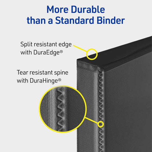 Avery Heavy-Duty View 3 Ring Binder, 1.5 Inch One Touch Slant Rings, 375-Sheet Capacity, DuraHinge, 2.1 Inch Wide Spine, Customizable Clear Cover and Spine, 1 Dark Gray Binder (79866)