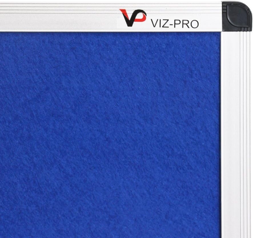 VIZ-PRO Large Fabric Bulletin Board/Foldable Notice Board Felt Gray, 60 X 48 Inches, Silver Aluminium Frame