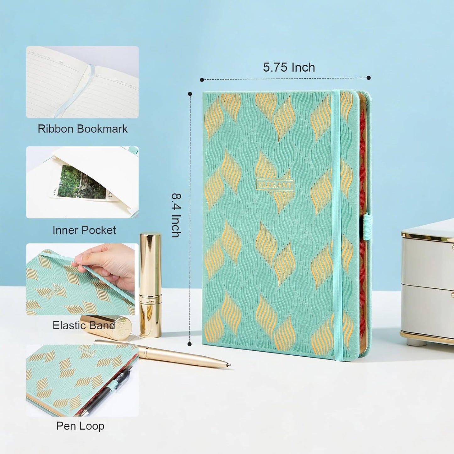 COMIX Lined Journal for Men & Women, 100GSM Leather Journal with Gift Box, 5.5" x 8.3", A5 Hardcover Journaling Notebook, Fits for Office, Home, Graduation, Corporate Gifting, 192 Pages, Black