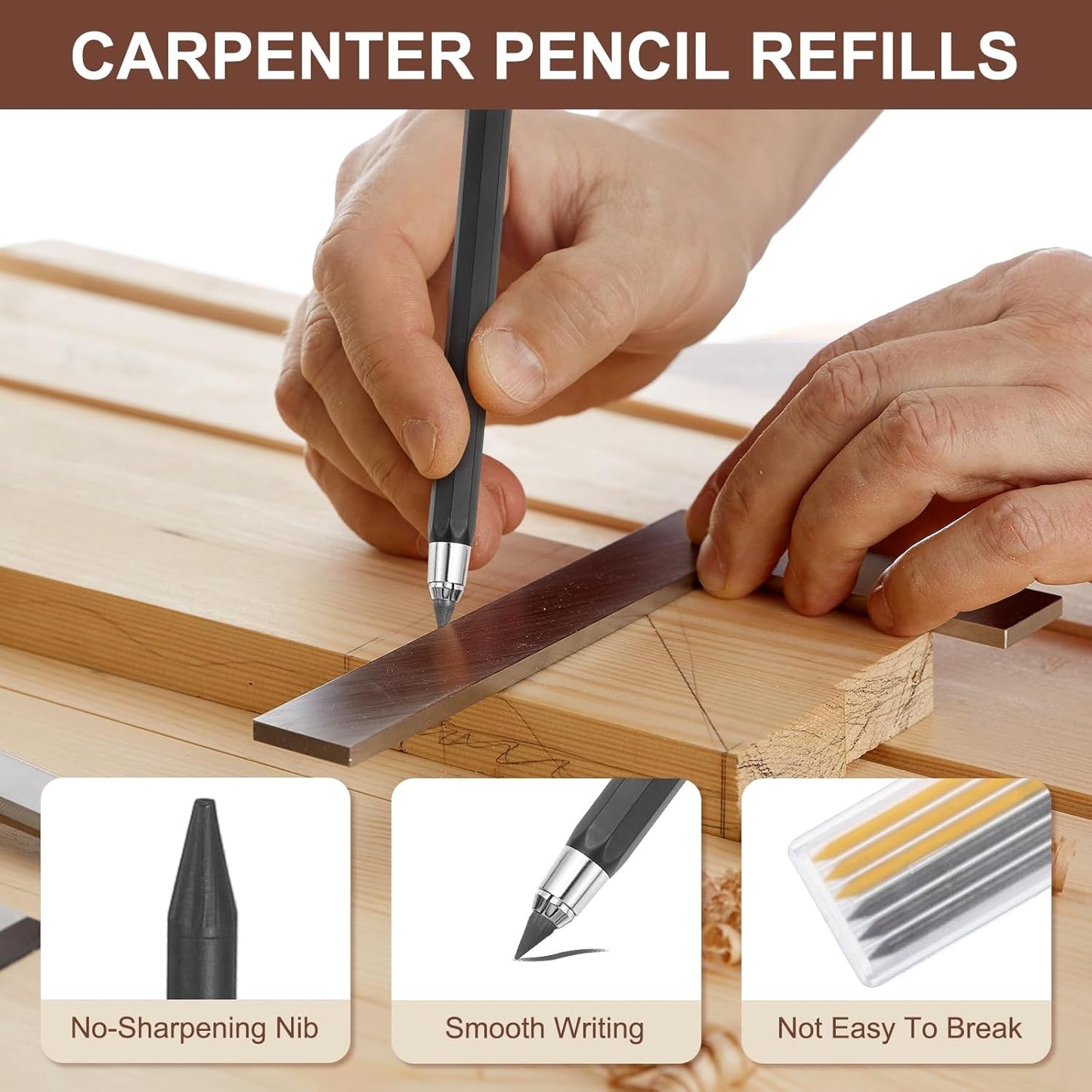 PATIKIL 12Pcs 2.8mm Carpenter Pencil Lead Refills, Solid Dry Pencil Refills Break Resistant Lead Refill for Mechanical Carpenter Construction Pencils Art Drafting, Multicolor