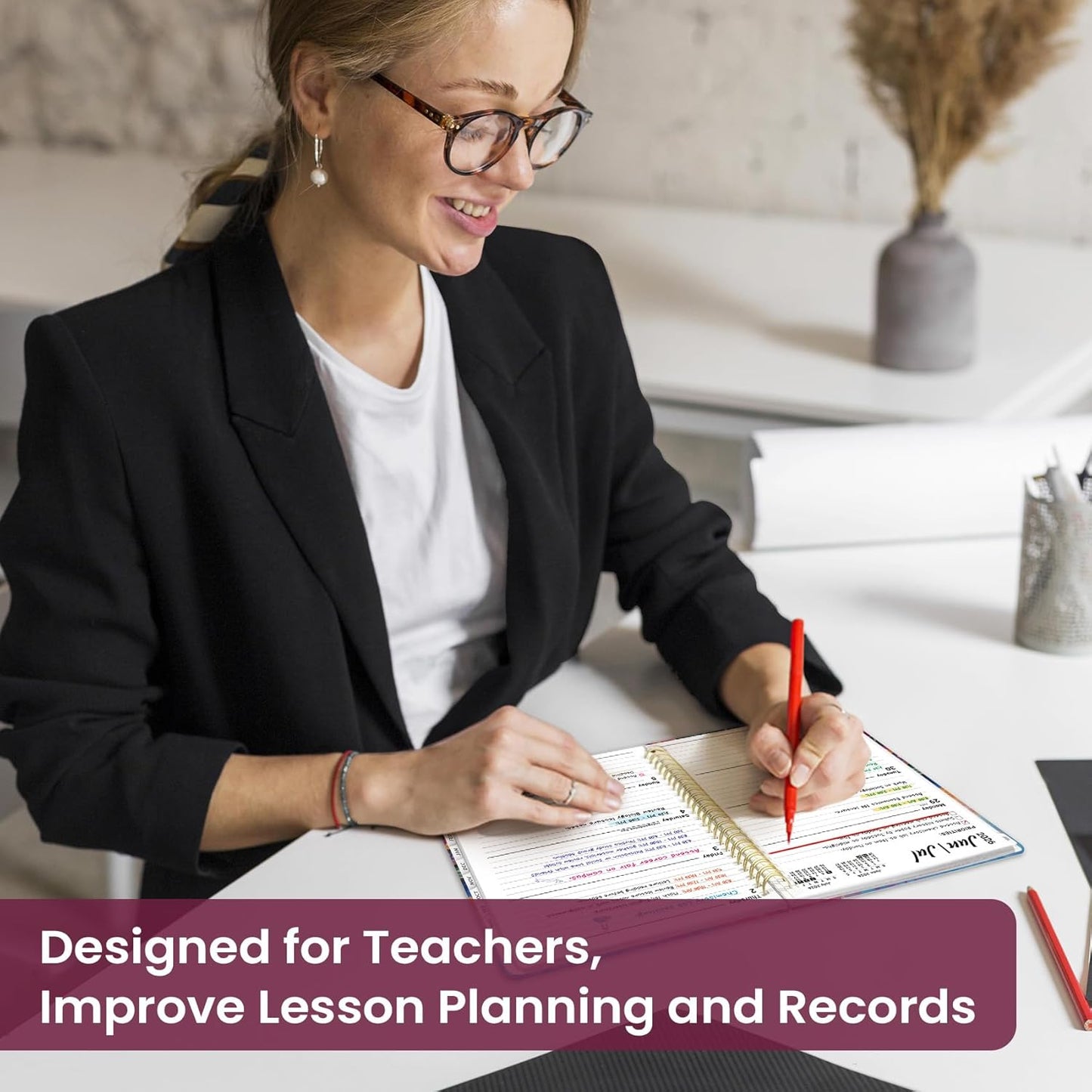 Planner 2026-2027, Academic Year Monthly and Weekly Calendar Planner, Jul 2026 - Jun 2027, Hardcover Teacher Student Planning Agenda book with Tabs, Perfect for School Office Supplies, 6.3" x 8.5" - Wildflowers