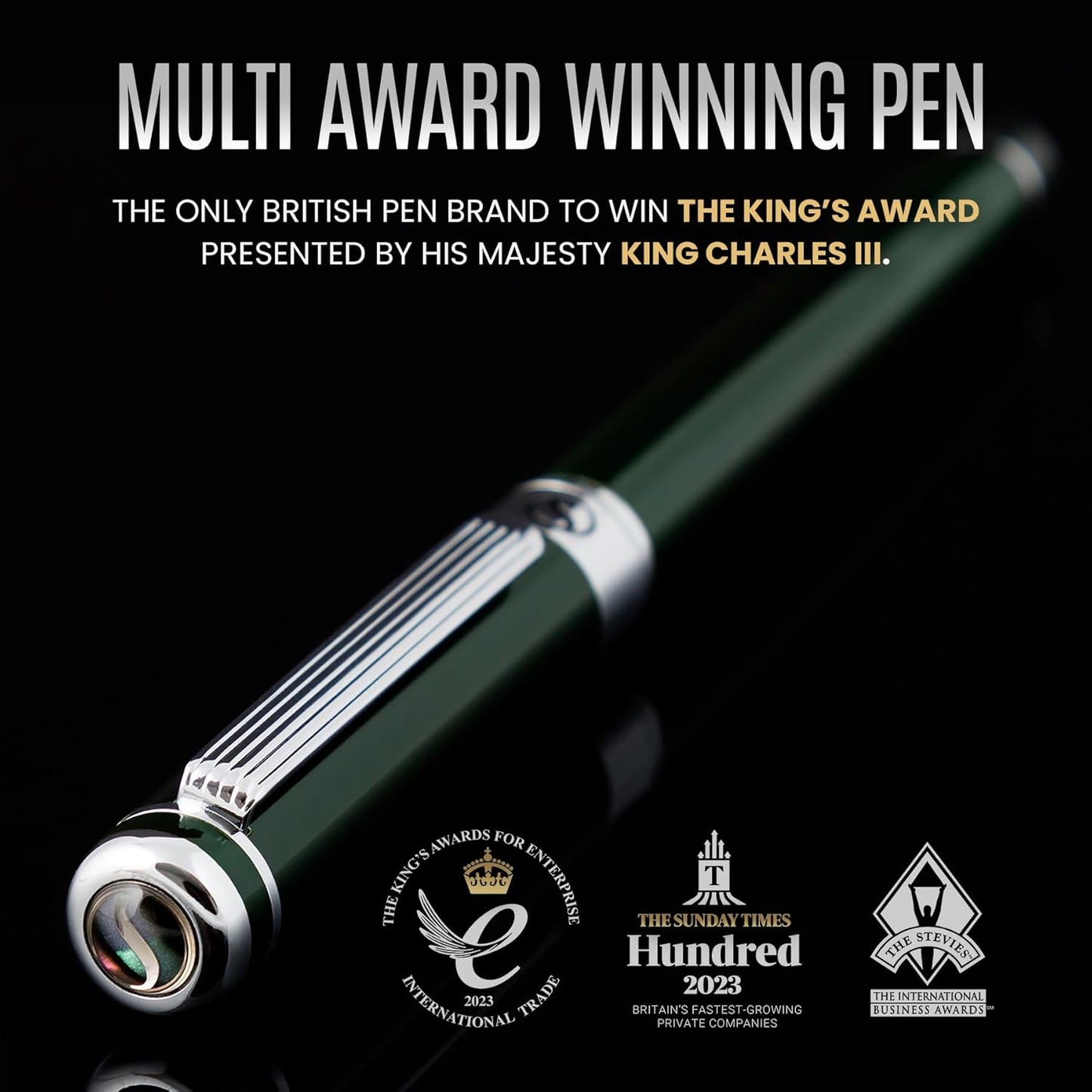 Scriveiner Midnight Blue Rollerball Pen - Stunning Blue Lacquer Luxury Pen, Chrome Finish, Schmidt Ink Refills, Men & Women, Professional, Executive Office, Nice Pen