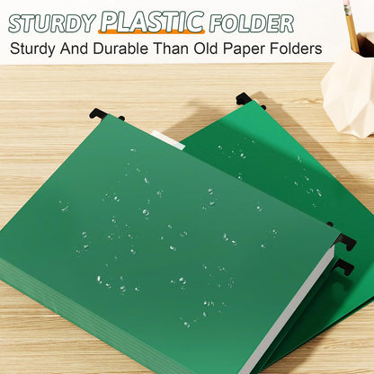 Plastic Hanging File Folder Letter Size,12 Pack Reinforced Heavy Duty Hanging Folders,Sturdy File Cabinet Folders,Black Hanging File Folder with Tabs,Hanging Folders for Filing Cabinet