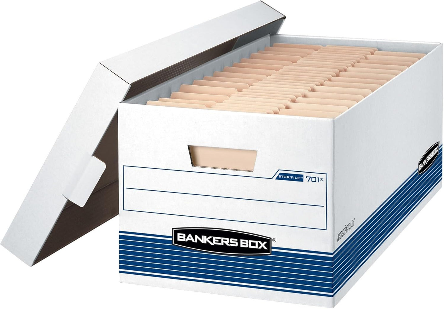 Bankers Box 12-Pack Medium Duty File Storage Boxes with Lids, FastFold Assembly, 24 Inch Letter, STOR/FILE, (00701)