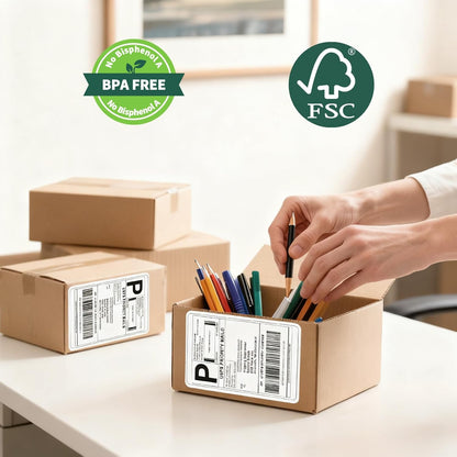 4x6 Thermal Labels 500/Stack, HUOJI Shipping Thermal Labels 4x6 Fanfold Compatible with Rollo, Zebra, MUNBYN Printers (Commercial Grade)