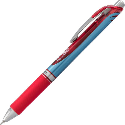 Pentel® EnerGel™ Deluxe RTX Retractable Liquid Gel Pens, Fine Point, 0.5 mm, 54% Recycled, Blue Barrel, Black Ink, Pack Of 12 Pens