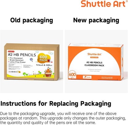 Shuttle Art Wood-Cased #2 HB Pencils, 350 Pack Sharpened Yellow Pencils with Erasers, Bulk Pack Graphite Pencils for School and Teacher Supplies, Writing, Drawing and Sketching