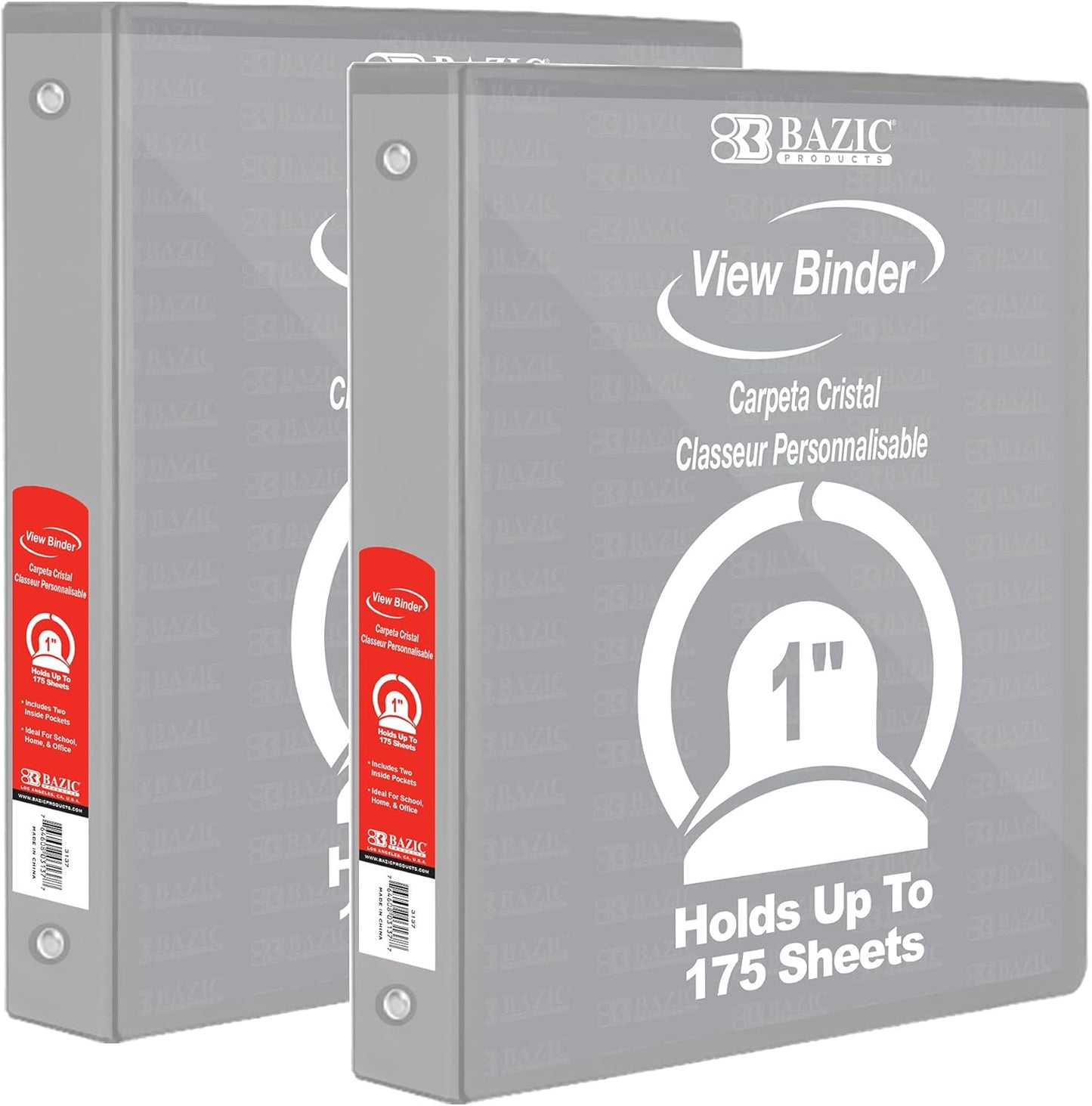 BAZIC Products 3 Ring Binder - Green, Economy View Binder with Clear Overlay Cover and Round Rings, Organizer for School Office Home Use, 1-inch Capacity Holds 175 Sheets Paper, 12-Pack