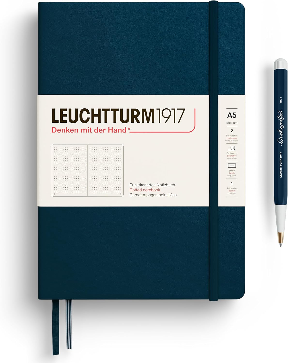 LEUCHTTURM1917 - Notebook Hardcover Medium A5-251 Numbered Pages for Writing and Journaling - Thinking Ahead (Plain Paper, Spice Brown)