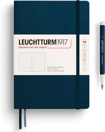 LEUCHTTURM1917 - Notebook Hardcover Medium A5-251 Numbered Pages for Writing and Journaling - Thinking Ahead (Plain Paper, Spice Brown)