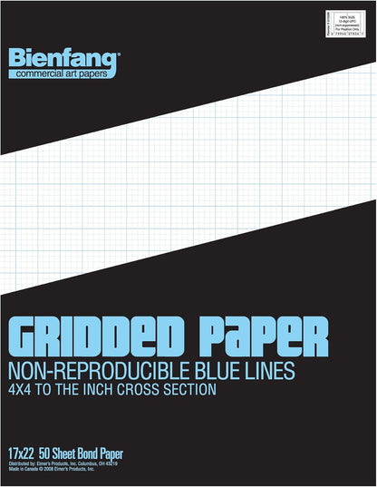 Bienfang Designer Grid Paper Pad, 8x8 Cross Section, 11 x 17 inches, 50 sheets
