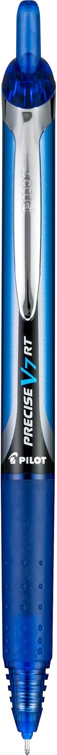 Pilot Precise V7 RT Refillable & Retractable Liquid Ink Rollerball Pens, Black Ink Pens, Fine Point (0.7 mm), 6-Pack - Ideal for School, Journaling, and Office Writing