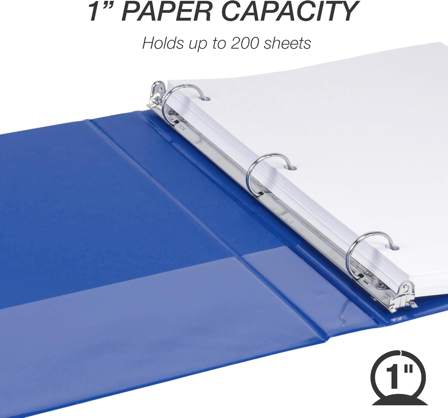 Samsill 1.5 Inch 3 Ring Binders, Economy Round Ring, Clear View Cover, 325 Sheet Capacity - for School, Home, Office - White, 4 Pack