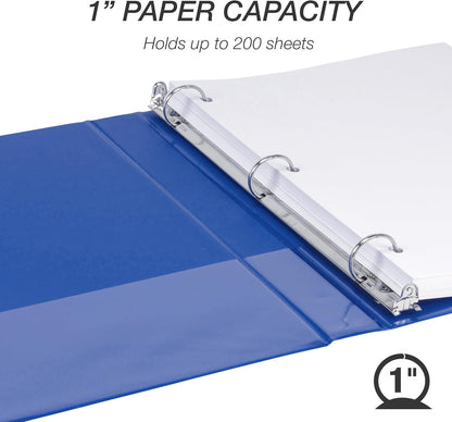 Samsill 1.5 Inch 3 Ring Binders, Economy Round Ring, Clear View Cover, 325 Sheet Capacity - for School, Home, Office - White, 4 Pack