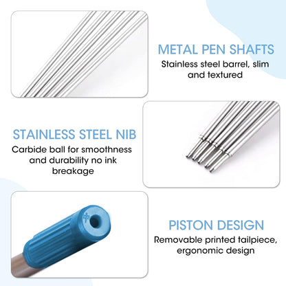 0.7 mm Ballpoint Ink Twist Pen Refills, 15 Pcs Medium Point Metal Smooth Writing Replaceable Ink Refill, Stationery Compatible for Cross Ballpoint Replacement (4.6in M) (Black+Red+Blue, 15)