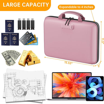 DocSafe Fireproof File Organizer with Lock, Hard-Shell Case Fireproof Document Box with 13 Pocket Accordion File Folder, Portable Home Office Travel Safe Storage for Important Documents Laptop Black