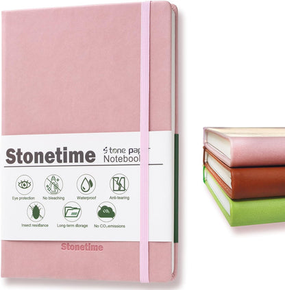 Stone Paper Notebook for Women Men, A5 Waterproof Notebook Hardcover Executive Journal, Ruled Notebooks for Work, Business, Writing, School, 160 Pages(Green)