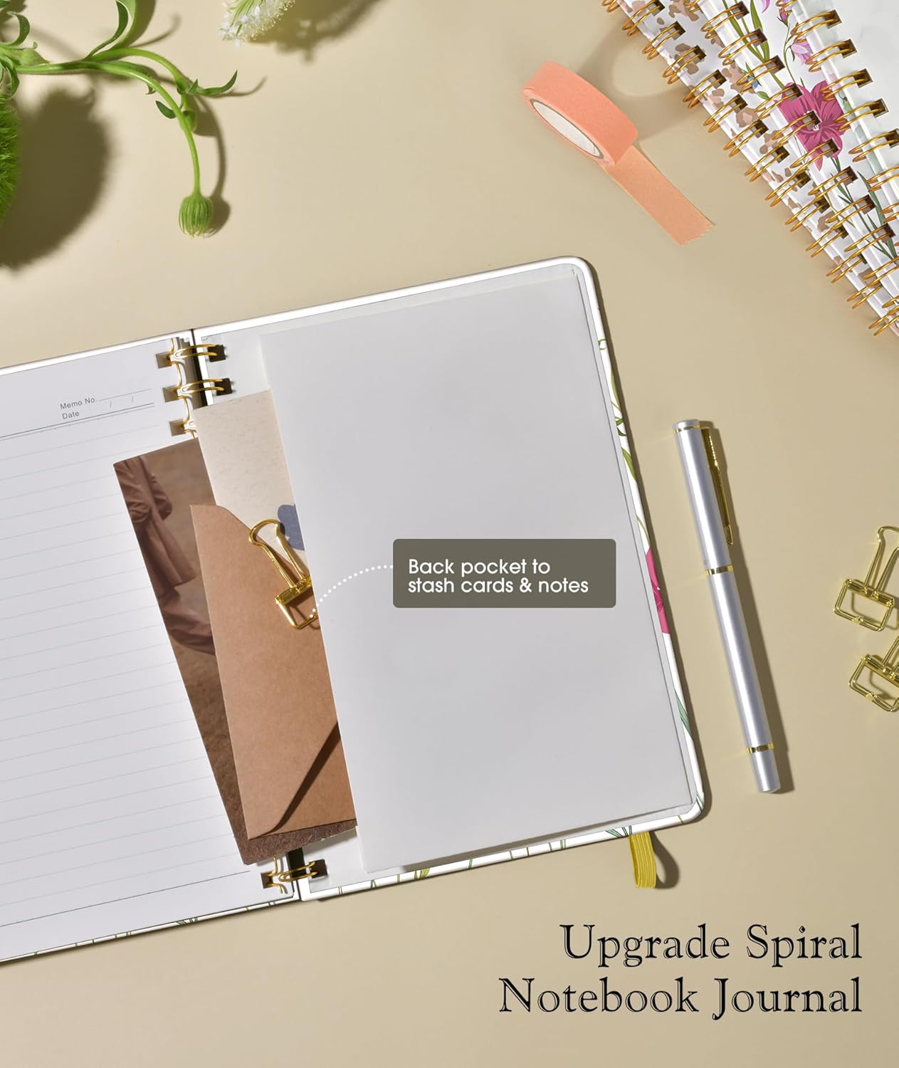 Lined Spiral Journal Notebook, A5 Hardcover Spiral Journals for Women Men, 150 Numbered Pages Spiral Bound Notebook, 100 GSM College Ruled Notebooks for Work, Note Taking 5.75" x 8.38", Olive Green