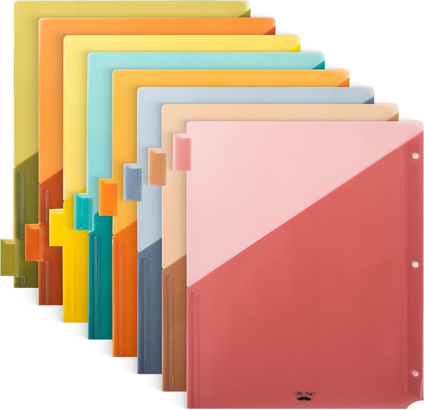 Mr. Pen- Binder Dividers with Pockets and Tabs, 1 Set, 8 Tabs/Set, Colorful, 3 Ring Binder Dividers with Tabs and Pockets on Both Sides