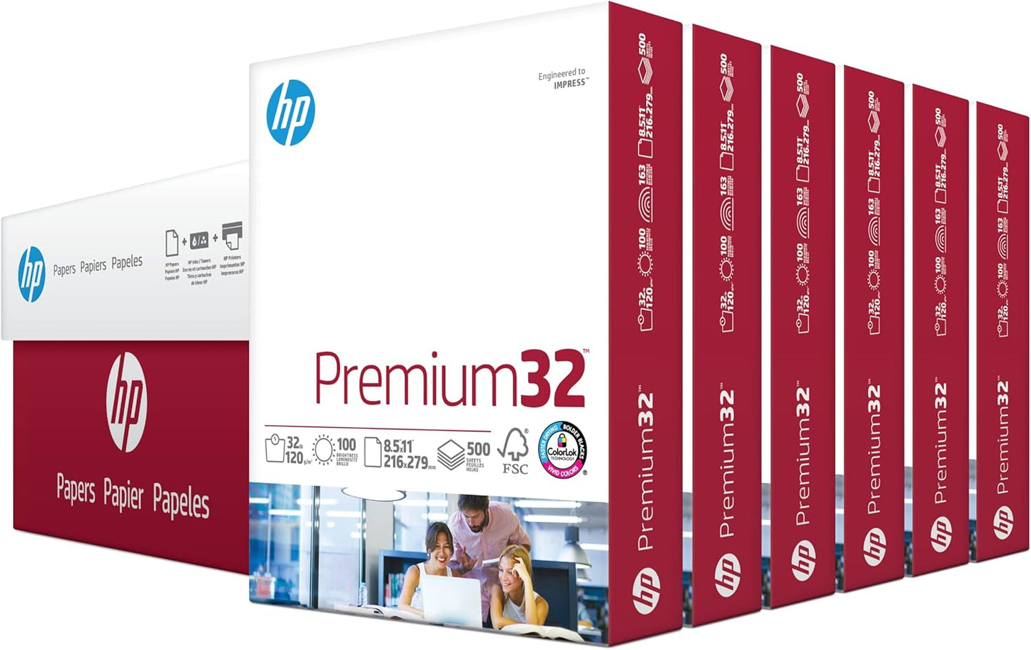 HP Printer Paper | 8.5 x 11 Paper | Premium 24 lb | 1 Ream - 500 Sheets | 100 Bright | Made in USA - FSC Certified | 112400R