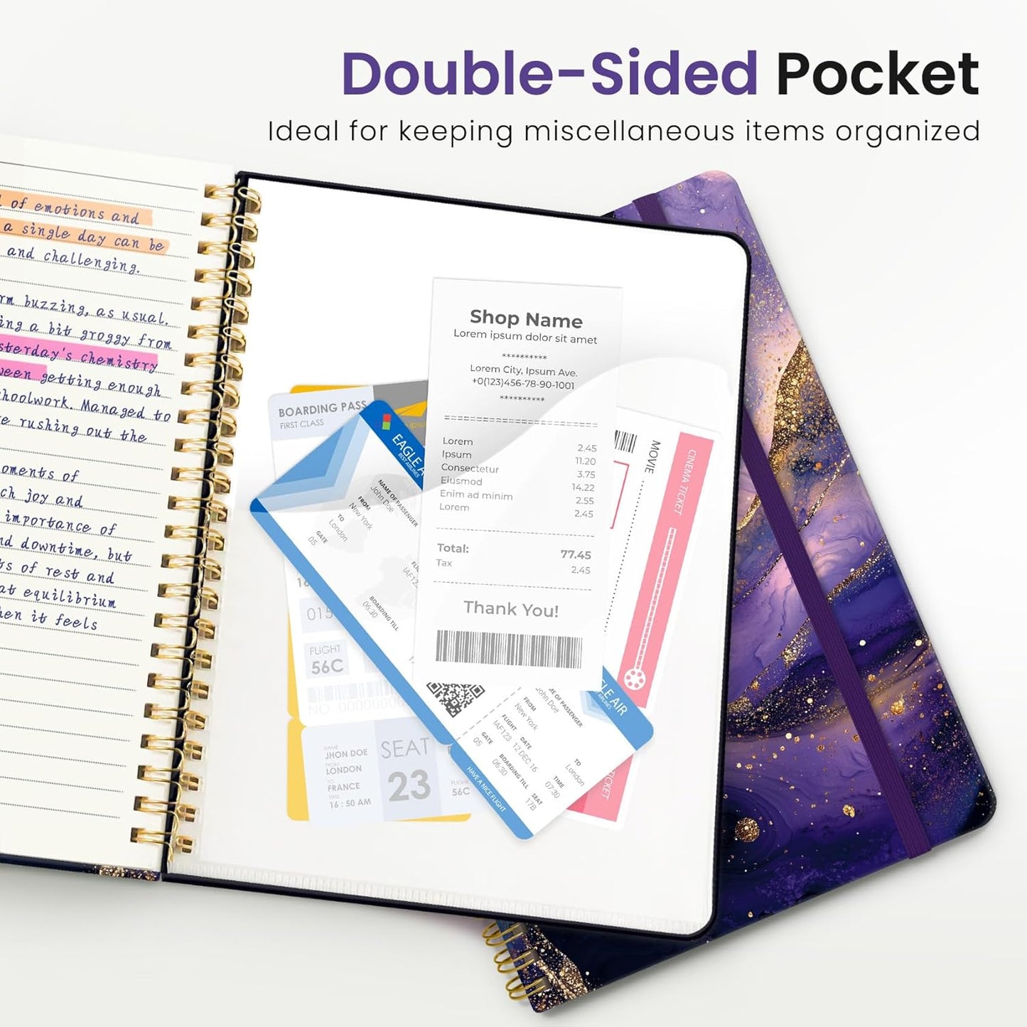 ZOTIA Lined Spiral Journal for Women, A5 Cute Hardcover College Ruled Notebook for Work, School & Note Taking, Aesthetic Writing Journal, 140 Pages (5.8" x 8.3"), Blue Floral