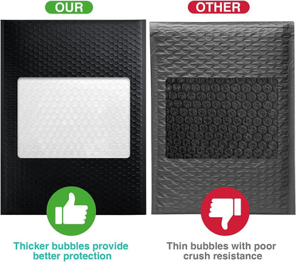 Metronic Bubble Mailers 6x10 Inch 100 Pack Black Usable Size 6x9" Opaque Padded Envelopes Waterproof Bubble Envelopes Cushioning Mailer for Small Business Mailing Makeup Jewelry Gifts