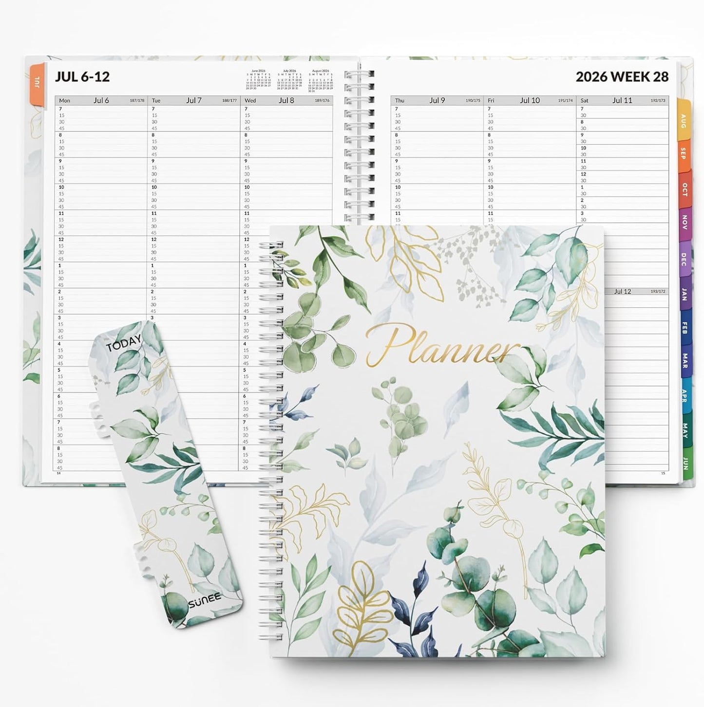 SUNEE 2026-2027 Appointment Book, Quarter-Hourly, Weekly & Monthly - from July 2026 to June 2027, 8.5"x11" Academic Planner, Flexible Cover, Note Pages, Bookmark, Spiral Binding, Black