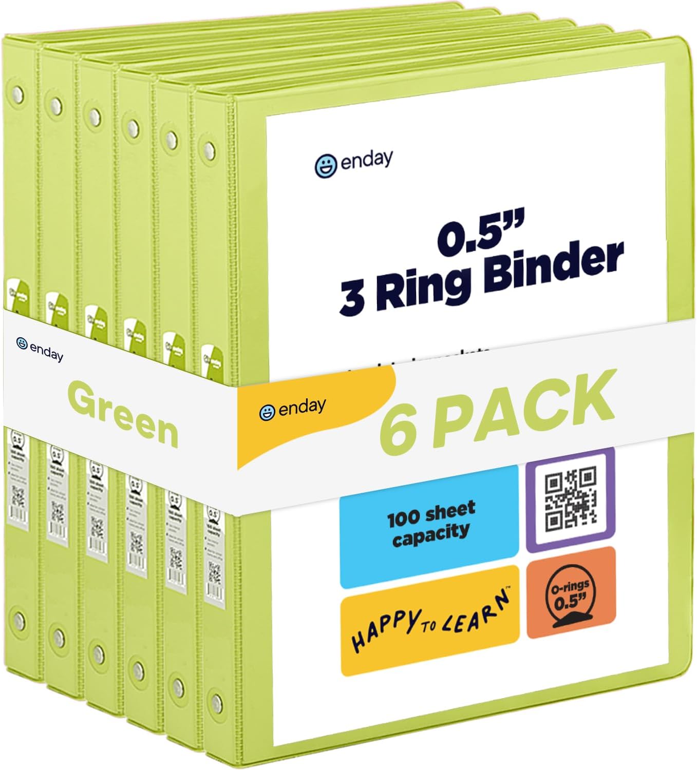 Enday 1 Inch Binder (6 Pack - Grey) 3 Ring Binder 1 inch with Clear View Cover and 2 Inside Pocket - for Letter Size 8.5 x 11'' Paper, Ideal for School Supplies, Office, and Home