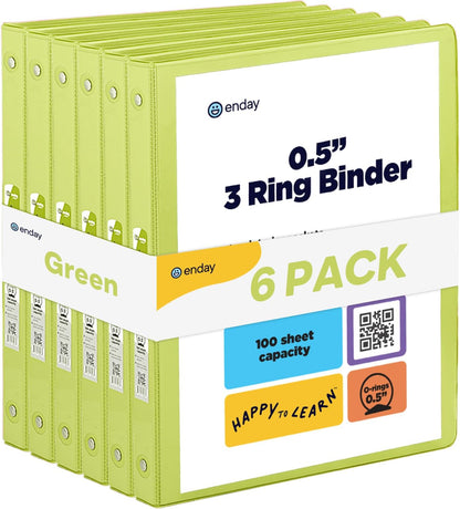 Enday 1 Inch Binder (6 Pack - Grey) 3 Ring Binder 1 inch with Clear View Cover and 2 Inside Pocket - for Letter Size 8.5 x 11'' Paper, Ideal for School Supplies, Office, and Home