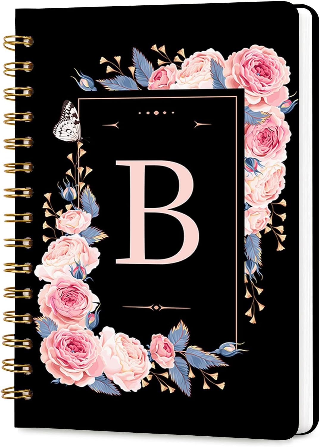 Lined Spiral Journal Notebook, A5 College Ruled Spiral Notebook for Women, Hardcover with Elegant Design for Work and Note-Taking, 5.5 * 8.25 inch, 160 Pages, Letter T