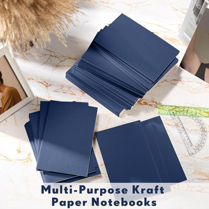 Mimorou 100 Pcs Journals Notebooks Bulk - Kraft Softcover A5 Small Notebooks 5.5 Inch x 8.3 Inch Notepads with 60 Page 30 Sheet for Writing Sketch Travel Office Supplies(Navy Blue,Lined)