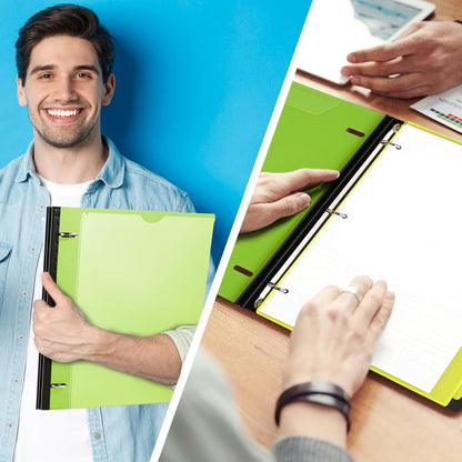 Telescoping 3 Ring Binder-4PCS, Flexible Binder with Elastic Rubble Spine+3 Round Rings, Flat Writing Binder, 4 Bright Colors