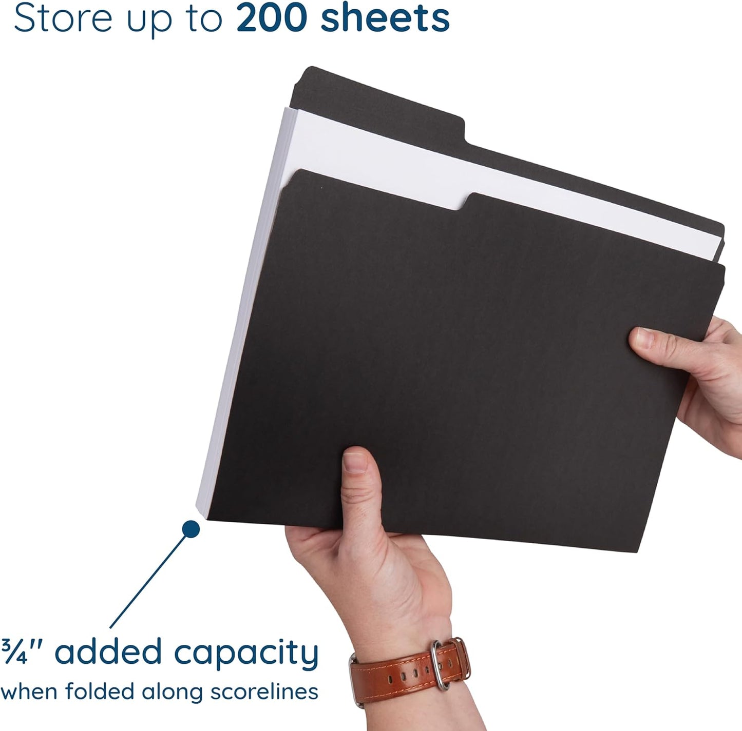 File Folder, 1/3 Cut Tab, Letter Size, Yellow, Great for Organizing and Easy File Storage, 100 Per Box