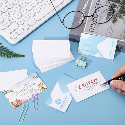120 Pcs Blank Business Cards, 2x3.5in Small Index Cards, 350GSM Thick White Blank Note Cards for Business Study Index Invitation Playing