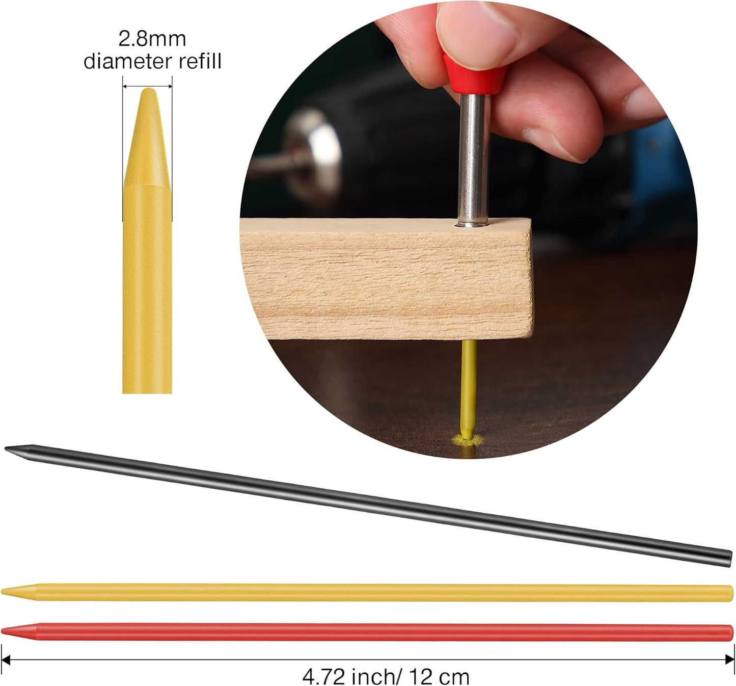 Hiboom 24 Pieces 2.8mm HB Refill for Carpenter Pencil, Study Long Lasting Pencil for Mechanical Pencil Woodworking Construction (Black)