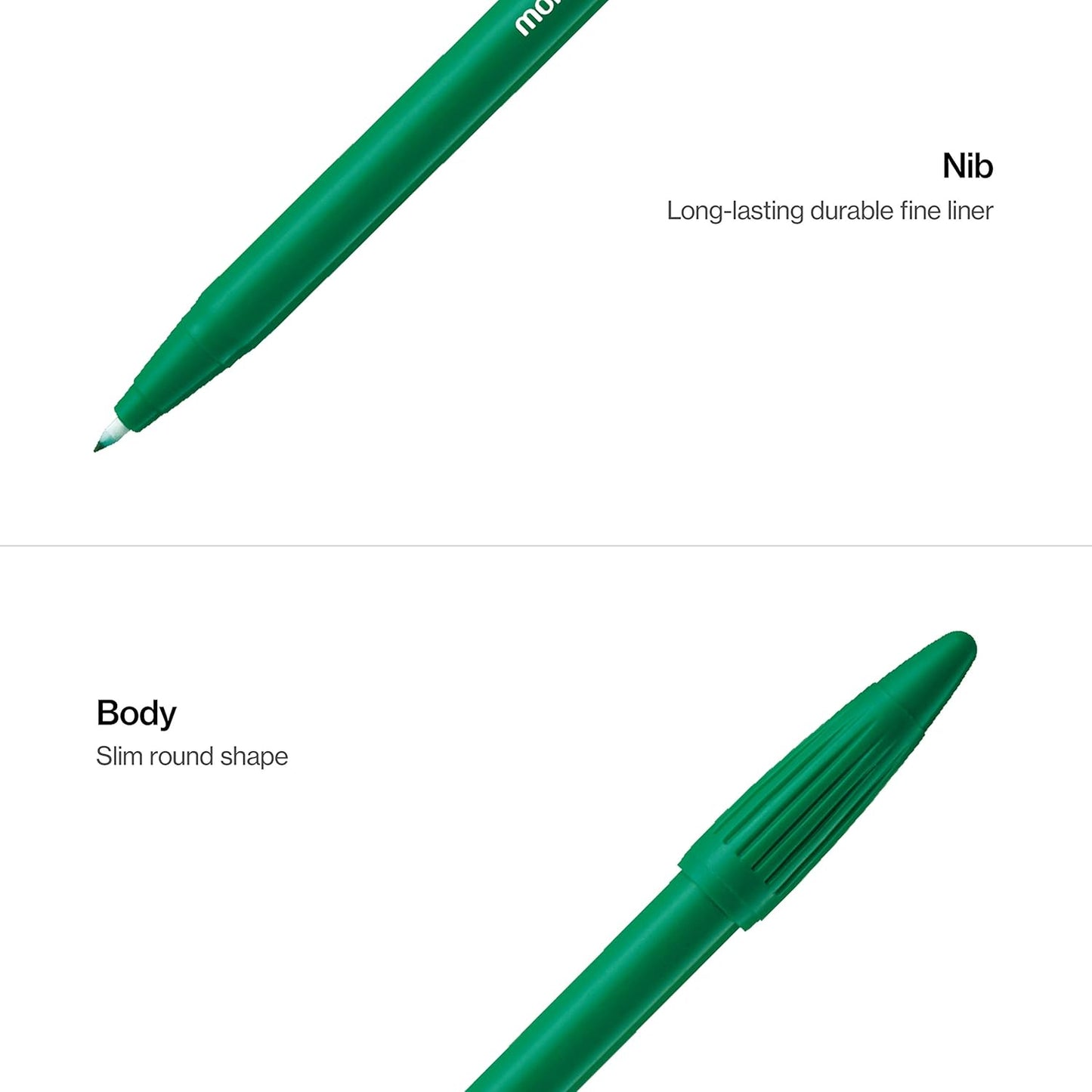 MONAMI Plus Pen 3000 Felt Tip Pens, Fine Point (0.4mm), Fine Liner, Writing/Journaling/Note Taking at home, school and office, Blue, 12-Count