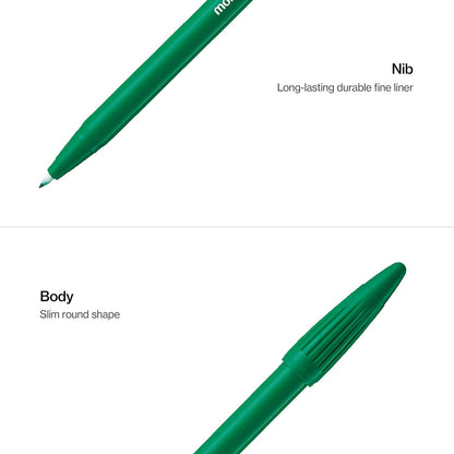 MONAMI Plus Pen 3000 Felt Tip Pens, Fine Point (0.4mm), Fine Liner, Writing/Journaling/Note Taking at home, school and office, Blue, 12-Count