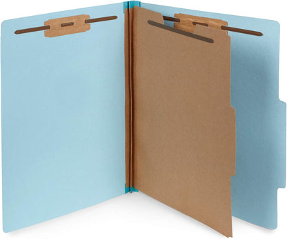 Blue Summit Supplies 30 Blue Classification Folders - 1 Divider - 2 Inch Tyvek Expansions - Durable 2 Prongs for Standard Medical Files, Law Client Files, Office Reports - Letter Size, Blue, 30 Pack