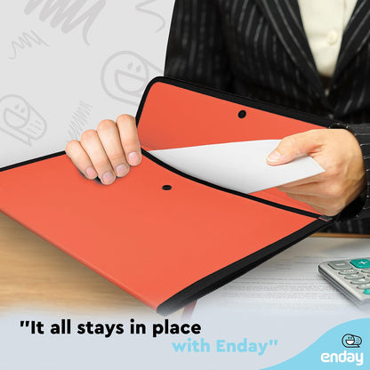 Square Flap Document Holder Blue, Expanding File Folder, A4 Letter Size Reusable Filling Envelopes, Snap Closure Wallet File Pouch Also Available in Pink, Purple, Green, Red, Grey, 1 Pc– By Enday