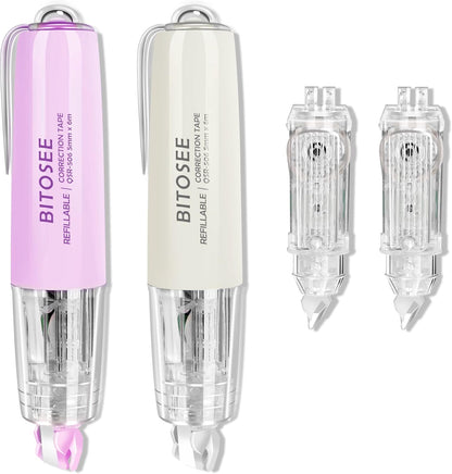 Refillable Retractable White Correction Tape, Mini Small Japan Aesthetic Cute Correction Tape Pen, with Easy to Refill Pen Applicator,for Kawaii School Office Supplies