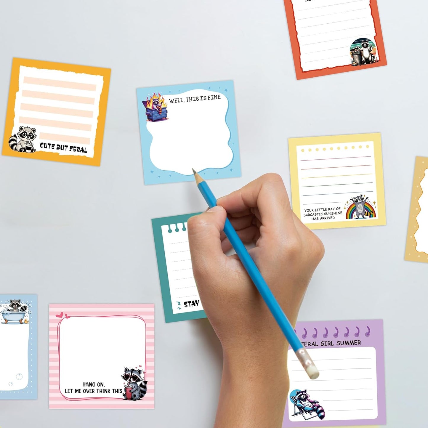 Dumpster Fire Sticky Notes 9 Pack, Funny Dumpster Fire Notepads for Work Stress Relief, Cute Self-Stick Memo Note Pads for Office, Humorous Gifts for Coworkers Students School Office Supplies 3×3 Inch