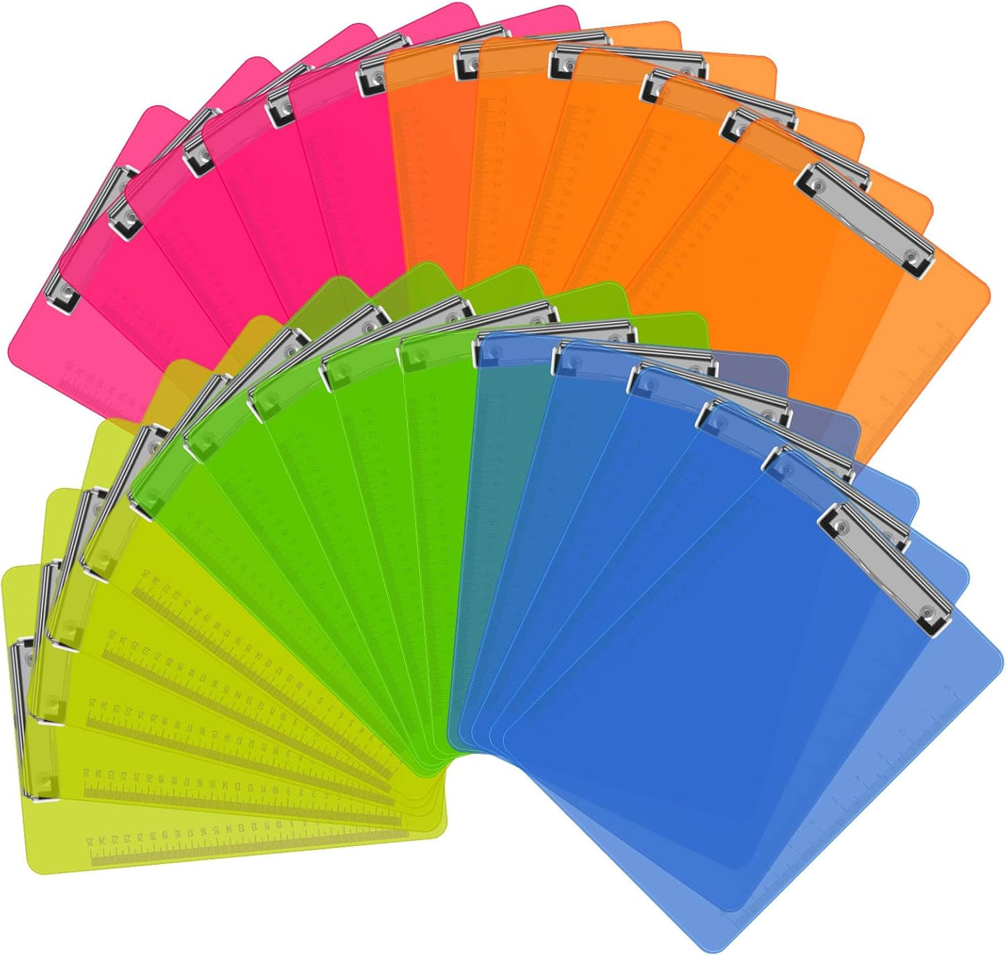 Clipboards, HERKKA 25 Pack Plastic Office Clipboards, Assorted Transparent Color Plastic Clip,Letter
