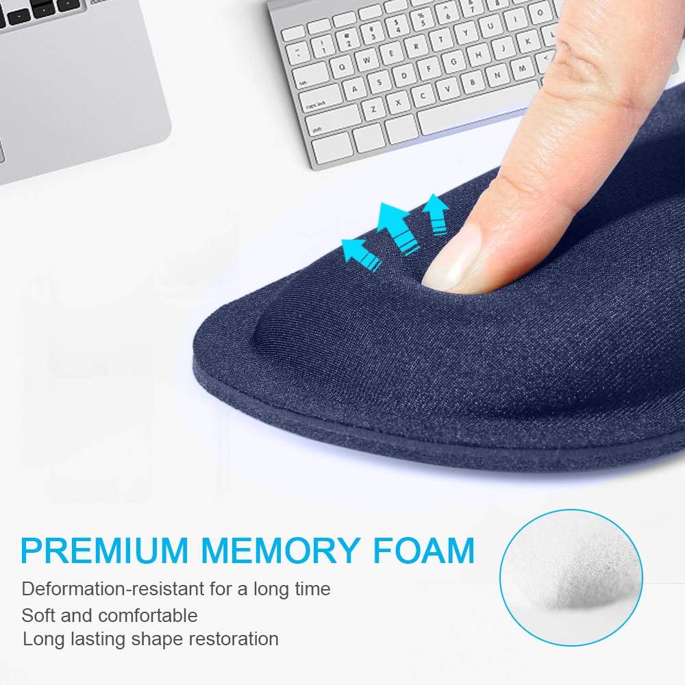 TECKNET Mouse Pad with Wrist Support, Ergonomic Gaming Mouse Pad Pain Relief, Portable Comfortable Mousepad for Computer, Laptop, Office, Home and Travel, Non-Slip Base, Waterproof Surface, Black