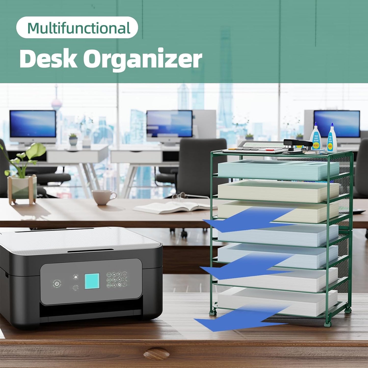 Simple Trending 2 Pack 8 Tier Letter Tray Paper - Mesh Desk File Organizer for Office School Desktop, Black