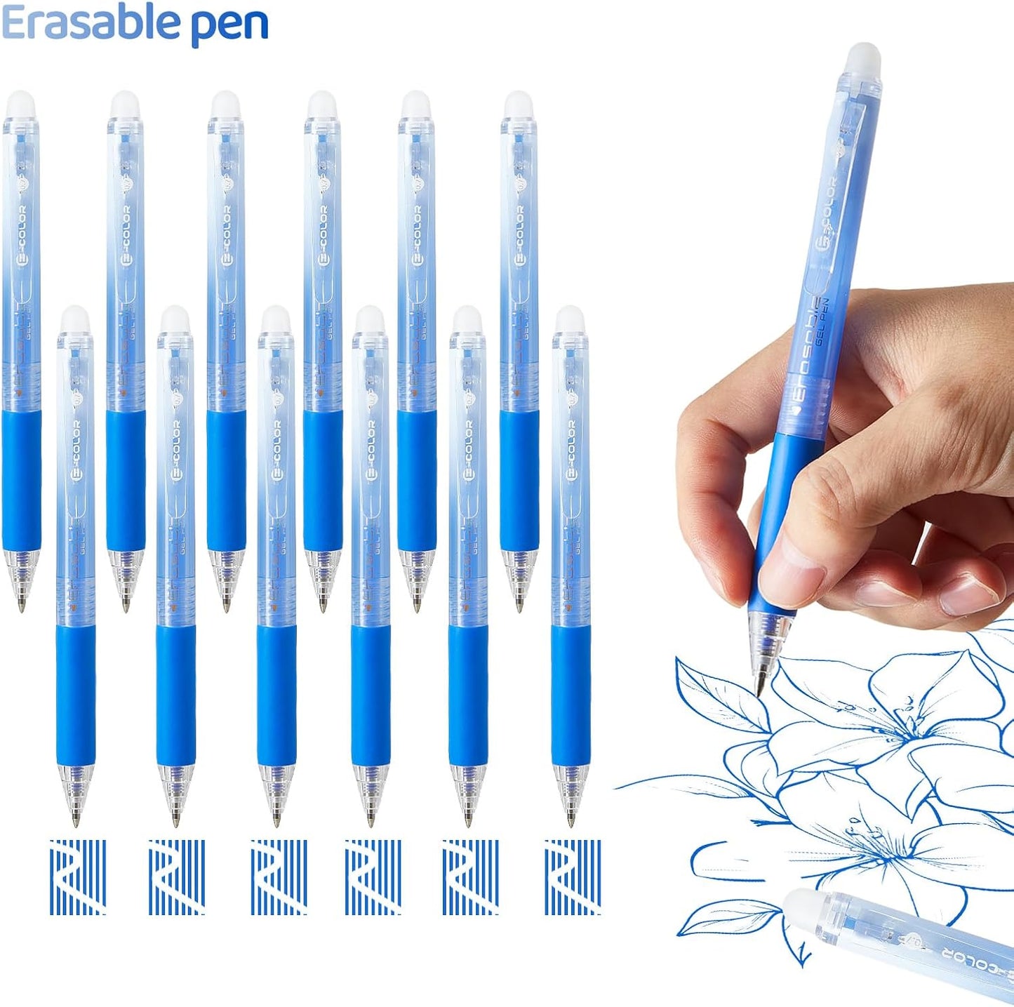 Retractable Erasable Gel Pens Clicker,Fine Point 0.7mm Smooth Writing Pens,Cute Pens For Writing Journaling Taking Notes School Office Home. (12 Colors)